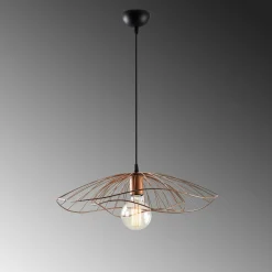Suspension design métal cuivré filaire forme fleur SINOP