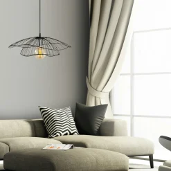 Suspension design métal noir filaire forme fleur SINOP