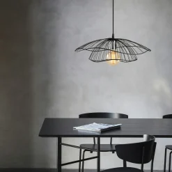 Suspension design métal noir filaire forme fleur SINOP