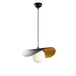 Suspension design noire & doré abat-jour galbé 1 globe SINOP