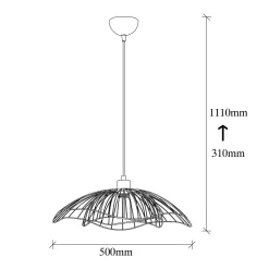 Suspension design noire filaire forme fleur 50 cm SINOP