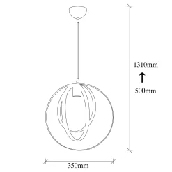 Suspension design noire filaire, anneaux entrelacés SILE