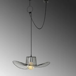 Suspension design noire filaire ondulée, avec anneau SINOP