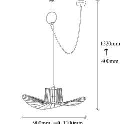 Suspension design noire filaire ondulée, avec anneau SINOP