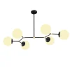 Suspension design noire 6 globes verre dépoli SIERRE