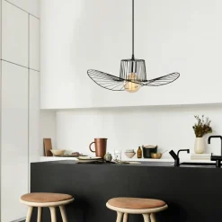 Suspension design noire métal filaire forme ondulée SINOP
