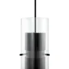 Suspension design verre – cylindre noir et transparent TAVA