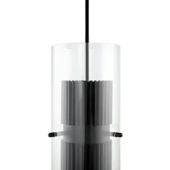 Suspension design verre – cylindre noir et transparent TAVA
