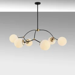 Suspension design vintage noire 6 globes blancs SIERRE