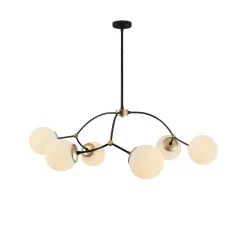 Suspension design vintage noire 6 globes blancs SIERRE