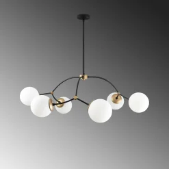 Suspension design vintage noire 6 globes blancs SIERRE