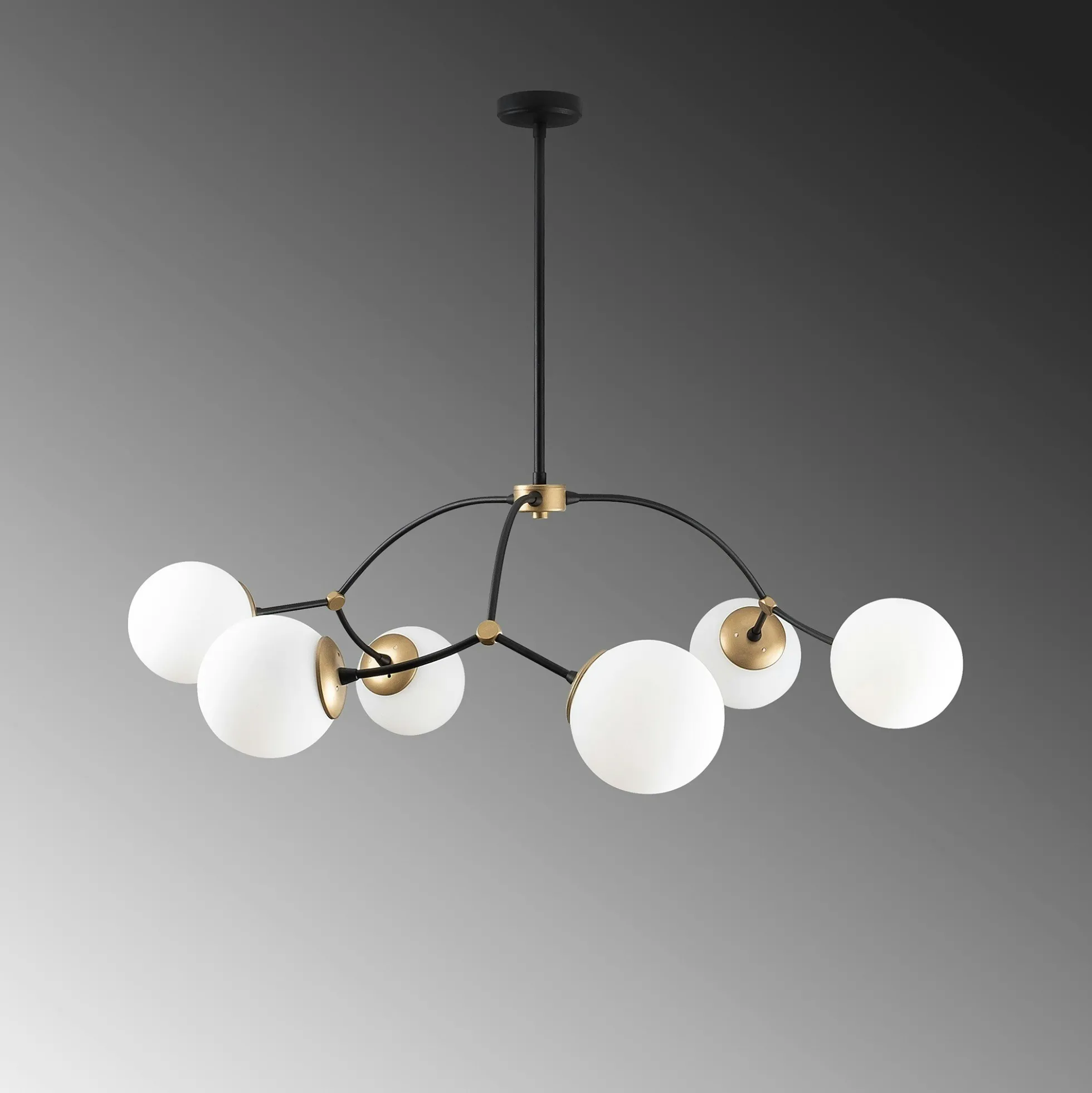 Suspension design vintage noire 6 globes blancs SIERRE