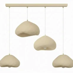 Suspension de table beige organique 4 lampes 154 cm NOXIS
