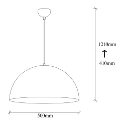 Suspension de table blanche dôme intérieur doré Ø50 cm SILE