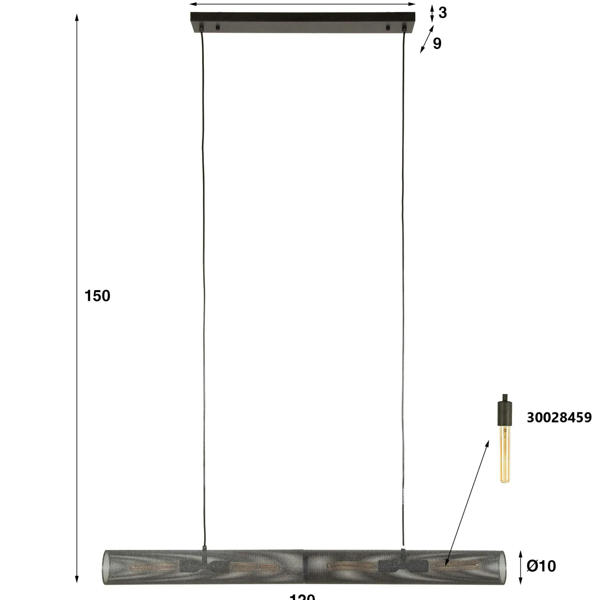 Suspension de table contemporaine forme tube RALF