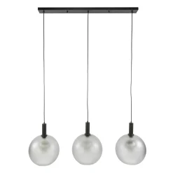 Suspension de table en verre sablé gris, 3 abat-jour RALF