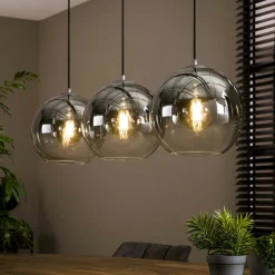 Suspension de table à manger en verre fumé 3 globes XL RALF