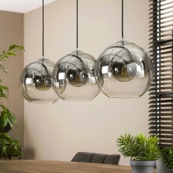 Suspension de table à manger en verre fumé 3 globes XL RALF