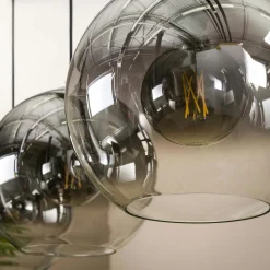 Suspension de table à manger en verre fumé 3 globes XL RALF