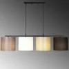 Suspension de table moderne, 4 abat-jour tons naturels ZURICH
