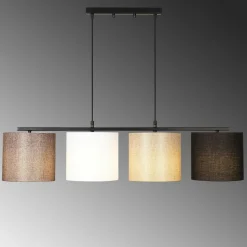 Suspension de table moderne, 4 abat-jour tons naturels ZURICH