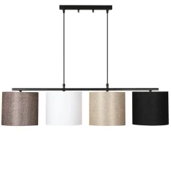 Suspension de table moderne, 4 abat-jour tons naturels ZURICH