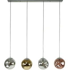 Suspension de table multiple en verre déformé or, cuivre et chrome NIAGARA