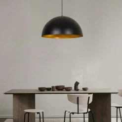 Suspension de table noire dôme intérieur doré Ø60 cm SILE