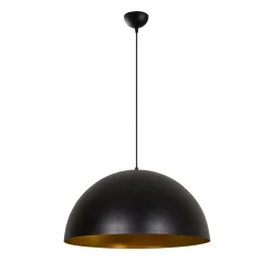 Suspension de table noire dôme intérieur doré Ø60 cm SILE
