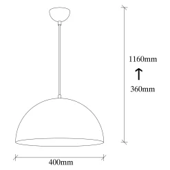 Suspension de table noire, dôme intérieur doré Ø40 cm SILE