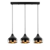 Suspension de table noire et cuivre, 3 abat-jour SILE