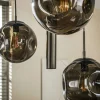 Suspension de table verre brun métal bronze 9 lampes NIAGARA