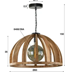 Suspension en bois ronde ajourée LUCKNOW