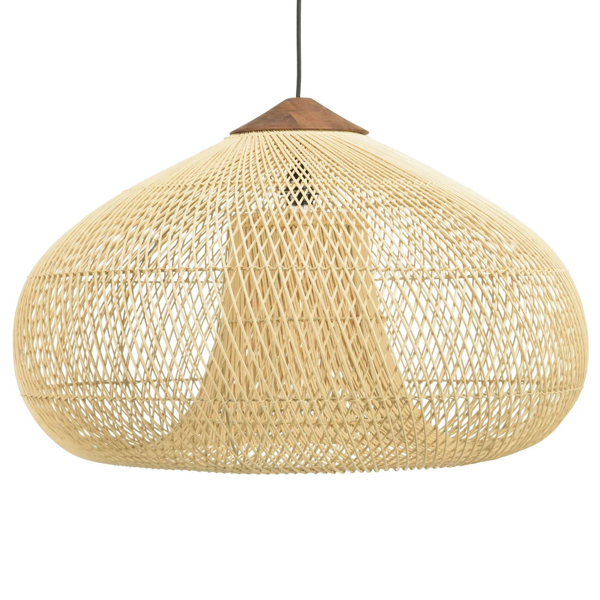 Suspension entonnoir 80x80cm rotin couleur naturelle/teck FOLELLI
