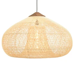 Suspension entonnoir 80x80cm rotin couleur naturelle/teck FOLELLI