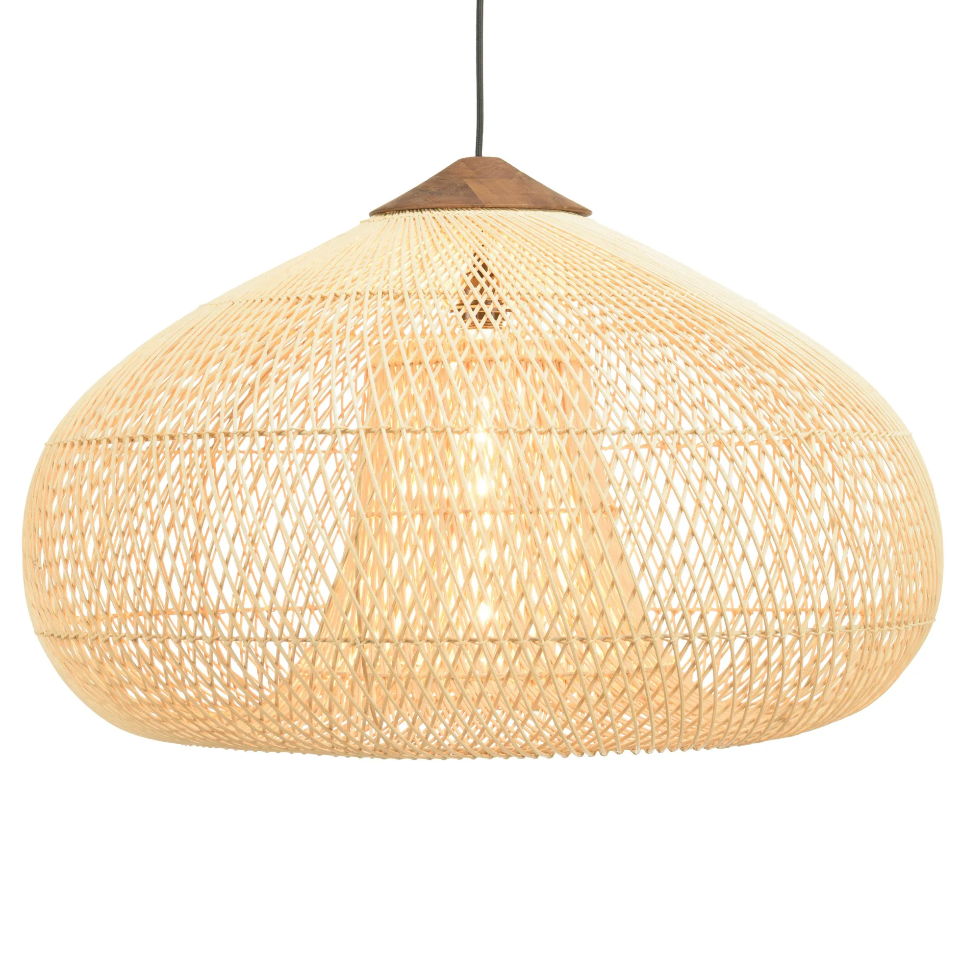 Suspension entonnoir 80x80cm rotin couleur naturelle/teck FOLELLI