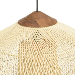 Suspension entonnoir 80x80cm rotin couleur naturelle/teck FOLELLI
