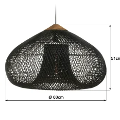 Suspension entonnoir 80x80cm rotin couleur noire/teck FOLELLI