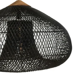 Suspension entonnoir 80x80cm rotin couleur noire/teck FOLELLI