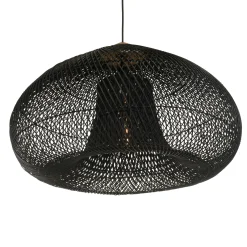 Suspension entonnoir 80x80cm rotin couleur noire/teck FOLELLI
