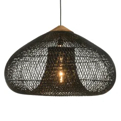Suspension entonnoir 80x80cm rotin couleur noire/teck FOLELLI