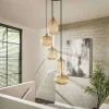 Suspension en verre ambré 5 lampes NOVA