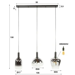 Suspension en verre fumé – 3 formes NOVA