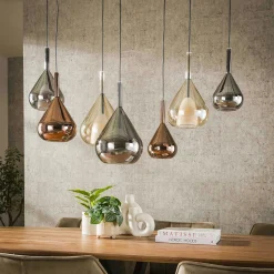 Suspension en verres assortis forme goutte 7 abat-jour NIAGARA