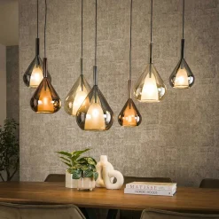 Suspension en verres assortis forme goutte 7 abat-jour NIAGARA