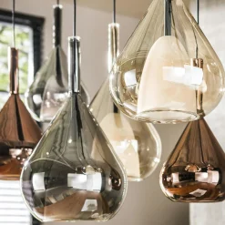 Suspension en verres assortis forme goutte 7 abat-jour NIAGARA