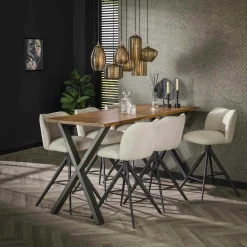 Suspension en verre strié 7 lampes ambrées NOVA