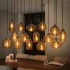 Suspension en verre strié 15 lampes ambrées NOVA