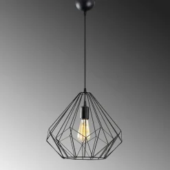 Suspension filaire noire style diamant graphique SINOP