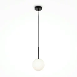 Suspension globe noire - verre dépoli 15 cm DELTONA